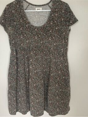 Pact Organic Cotton Floral Short Sleeve Babydoll Mini Dress Women's Small Pocket